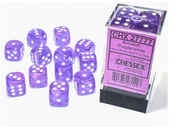 CHESSEX - BOREALIS 12D6 PURPLE/WHITE 16MM LUMINARY